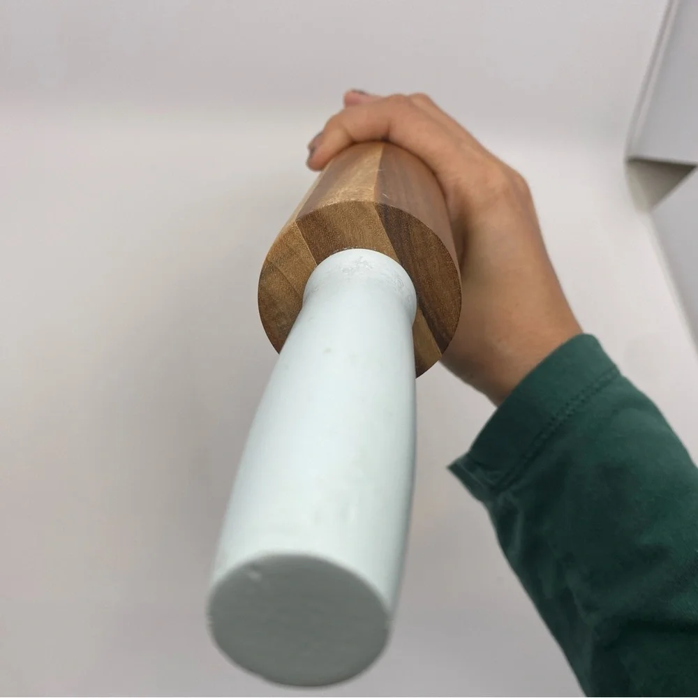 West Elm light blue brown wood baking rolling pin